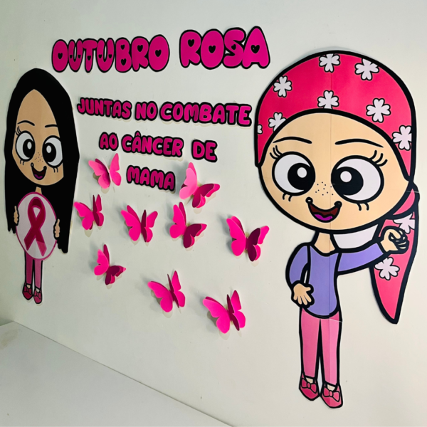 Outubro Rosa - Painel + Bambolê decorado